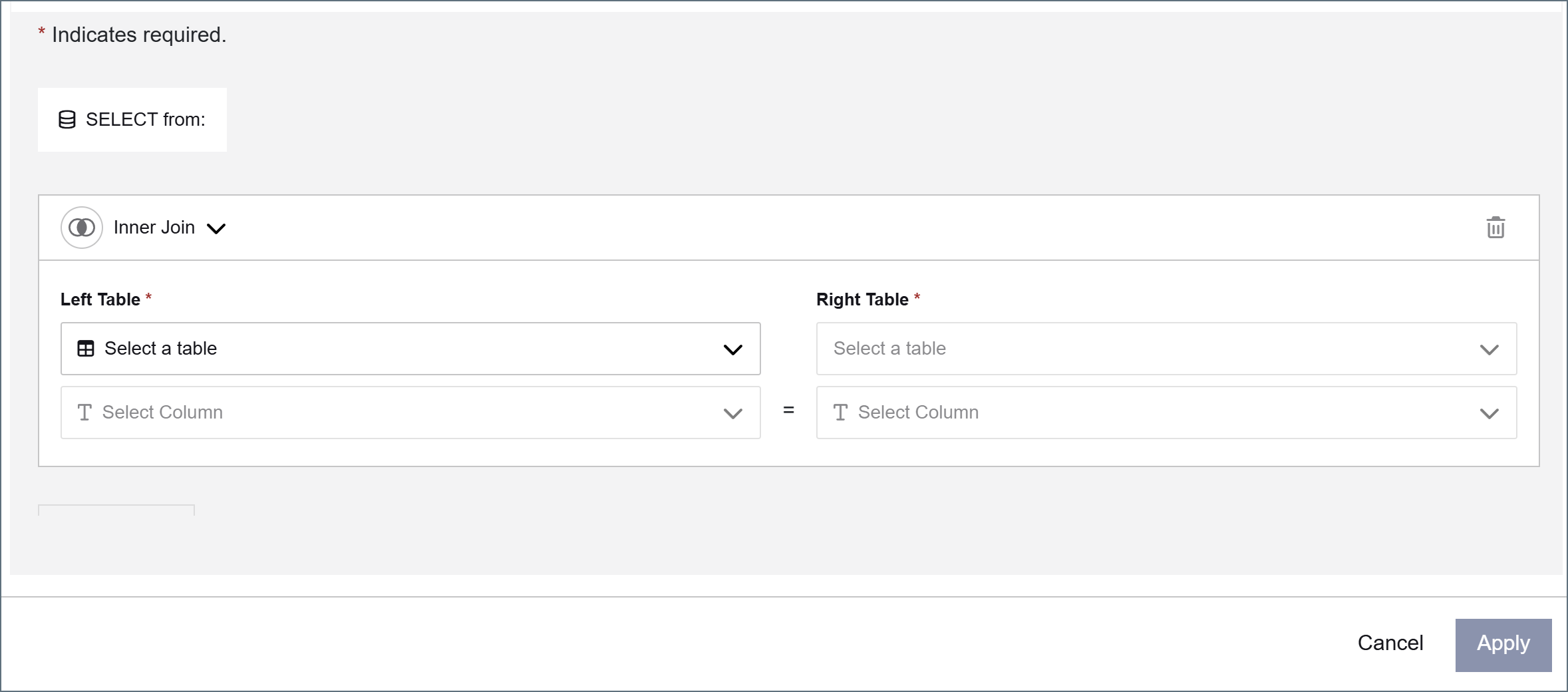 JOIN designer with empty join row fields