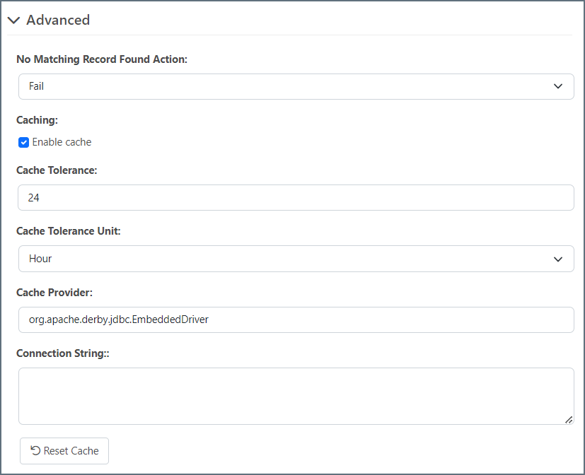 Lookup advanced settings