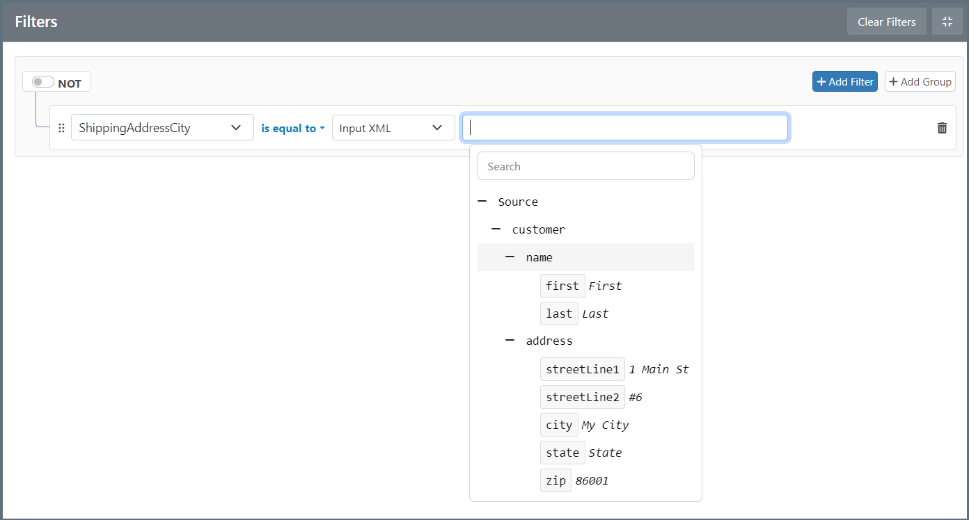 Lookup filter configuration